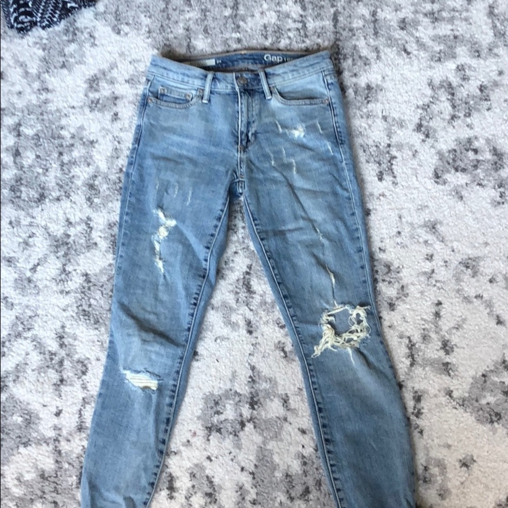 Gap Light Wash Ripped Skinny Jeans